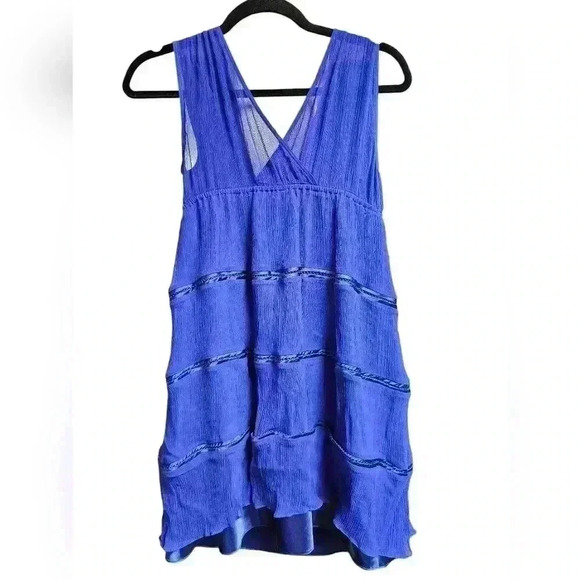 Guess By Marciano Blue Sleeveless Chiffon Dress Size S Sheer Fairy Cocktail - Picture 4 of 11